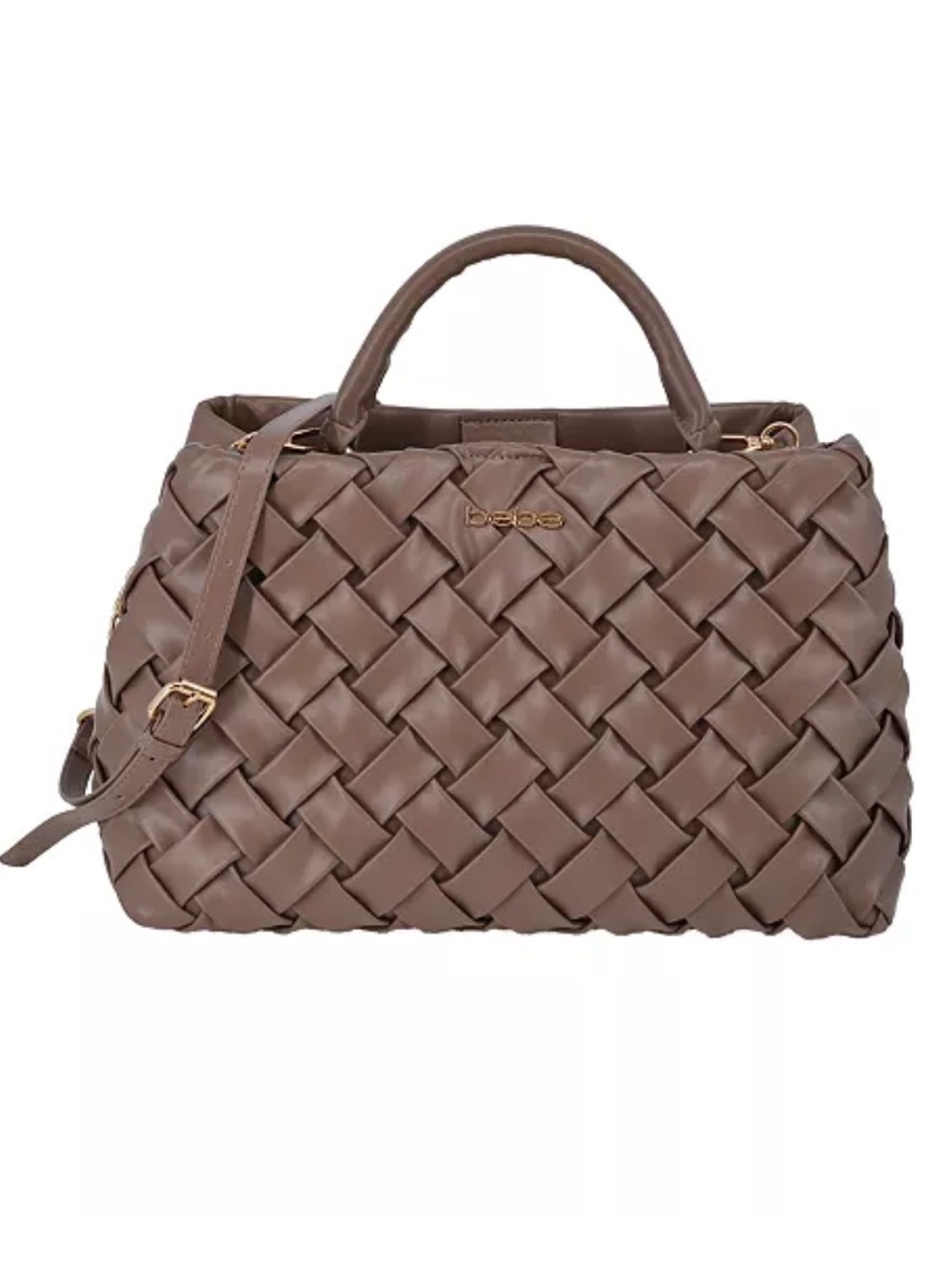 Bebe Luca Taupe Woven Top-Handle Satchel with Detachable Strap NWT